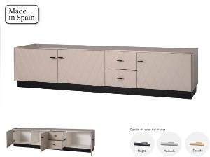 Mueble TV Diamond 3 P + 2 C lacado visón 222*50*40 cm