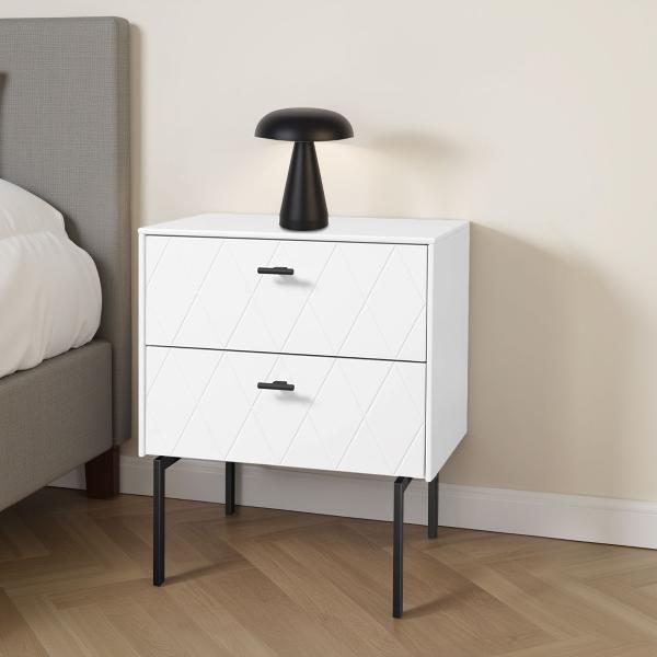 MESITA DIAMOND 2 CAJONES, GUIA FRENO (ANCHO 51 CM) 51*50.5*34 CM. LACADO BLANCO