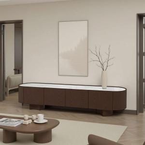 Mueble TV Pompeya chapa nogal y porcelánico 221 cm