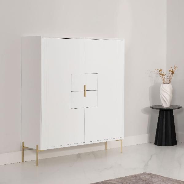 VAJILLERO MILAN LACADO 2 CAJONES + 2 PUERTAS. GUIA FRENO 137*110*40 CM