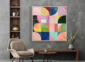 Cuadro al óleo con marco madera. 120*120 cm