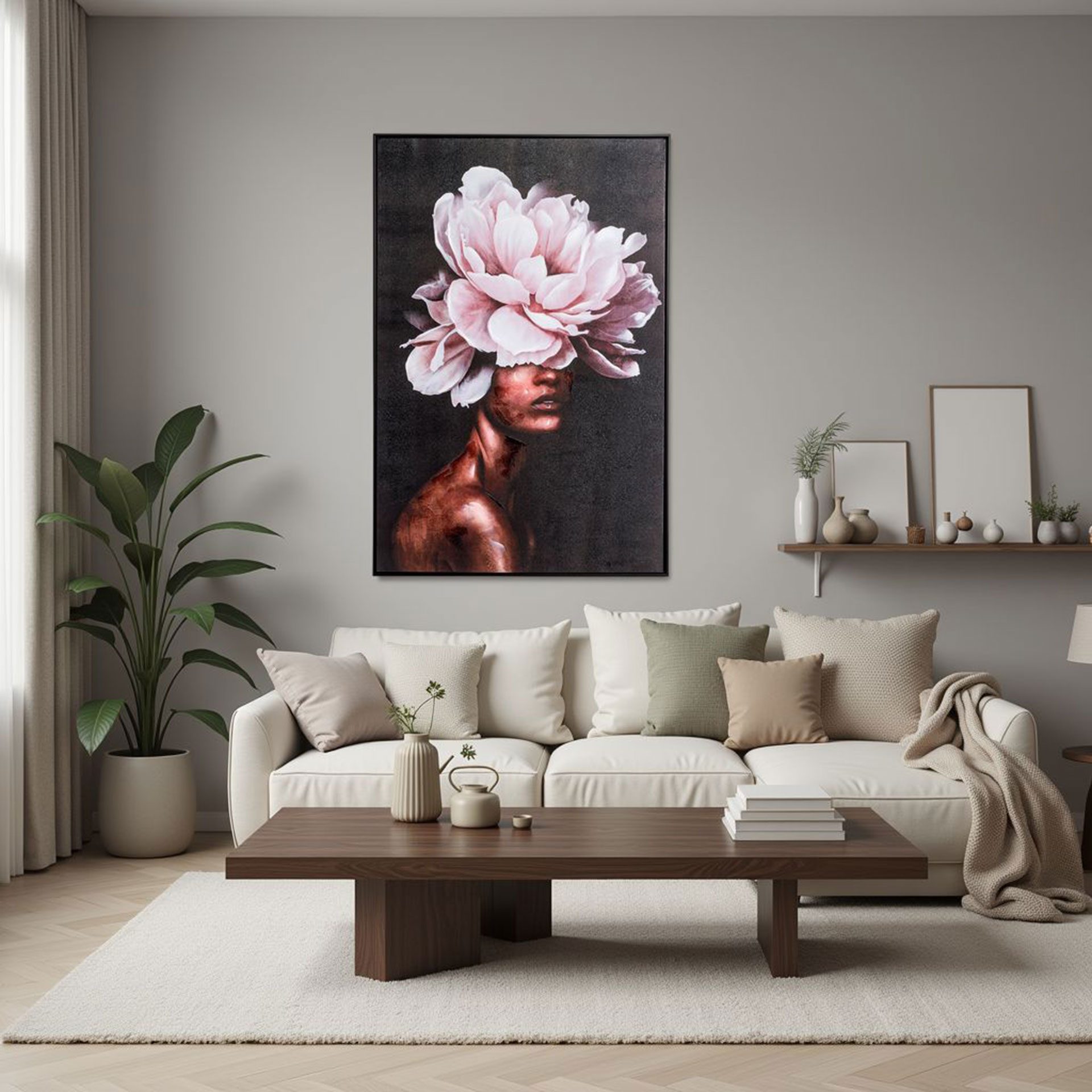Cuadro oleo marco nego 80*120 cm