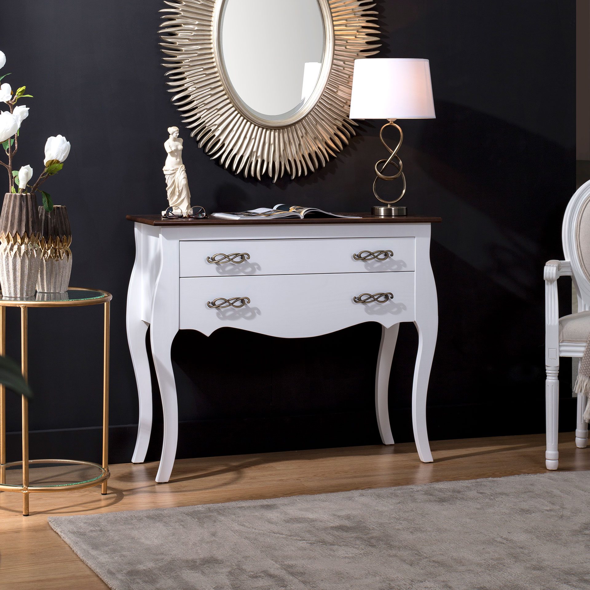 Entrée large Roma avec 2 tiroirs, 95 cm