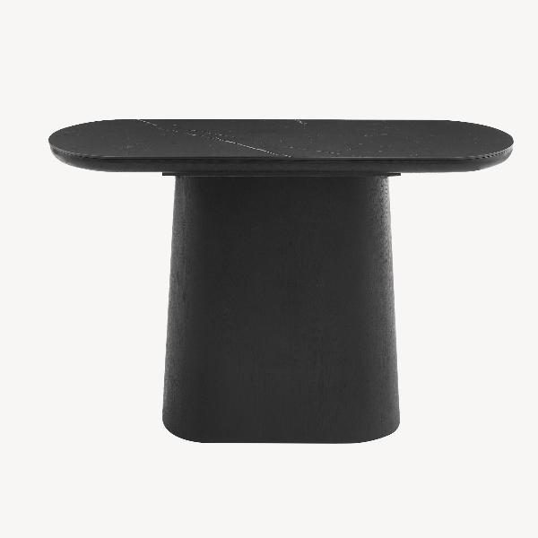 CONSOLA 120*80*40 CM. TAPA PORCELANICO NEGRO, PIE CHAPA MADERA ROBLE NEGRO