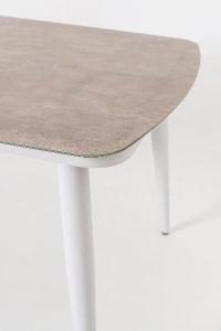 Set comedor terraza blanco y asiento beige