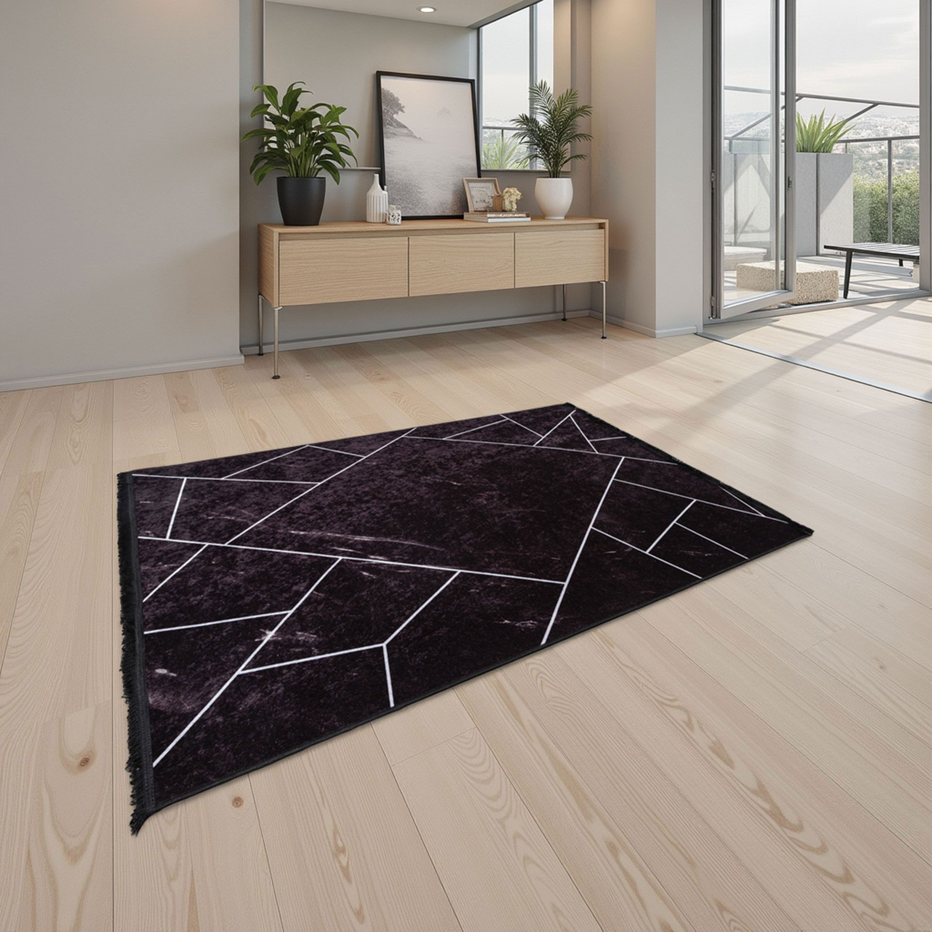 Alfombra negra y plata 130*190 cm