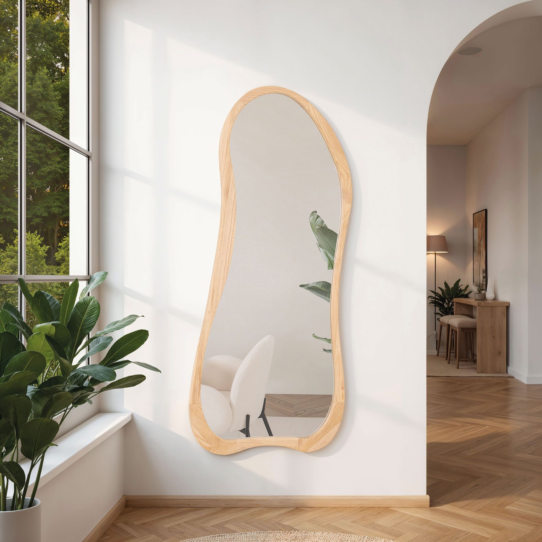 grande specchio 180*80 cm, cornice in legno di rovere