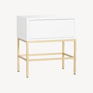 Mesita Push 2 cajon lacado blanco base oro 48 cm