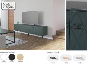 Mueble TV Diamond 3 P + 2 C lacado verde 222*50*40