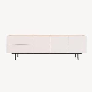 Mueble TV Pol lacado gris y chapa roble (KIT)