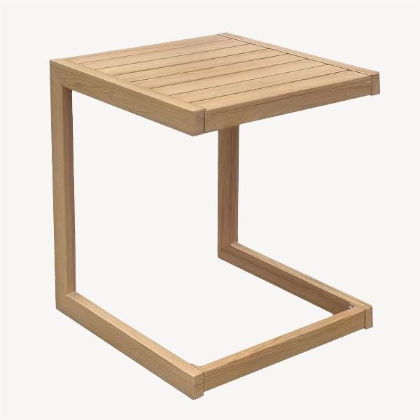 MESA AUXILIAR EXTERIOR 53*37*37 CM. ALUMINIO EFECTO MADERA