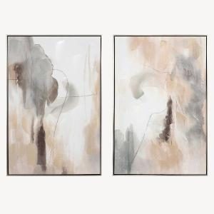 Set de 2 cuadros al óleo. Marco madera. 60*90 cm/ud.