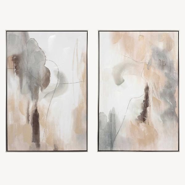 SET 2 CUADROS OLEO 60*90*3.5 CM CON MARCO MADERA