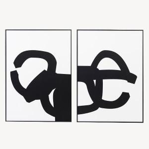 Set de 2 láminas impresas con marco de madera de color negro. 50*70cm/ud