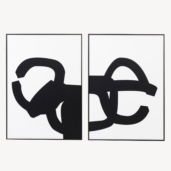 SET 2 LÁMINAS IMPRESAS 50X70CM. MARCO COLOR NEGRO