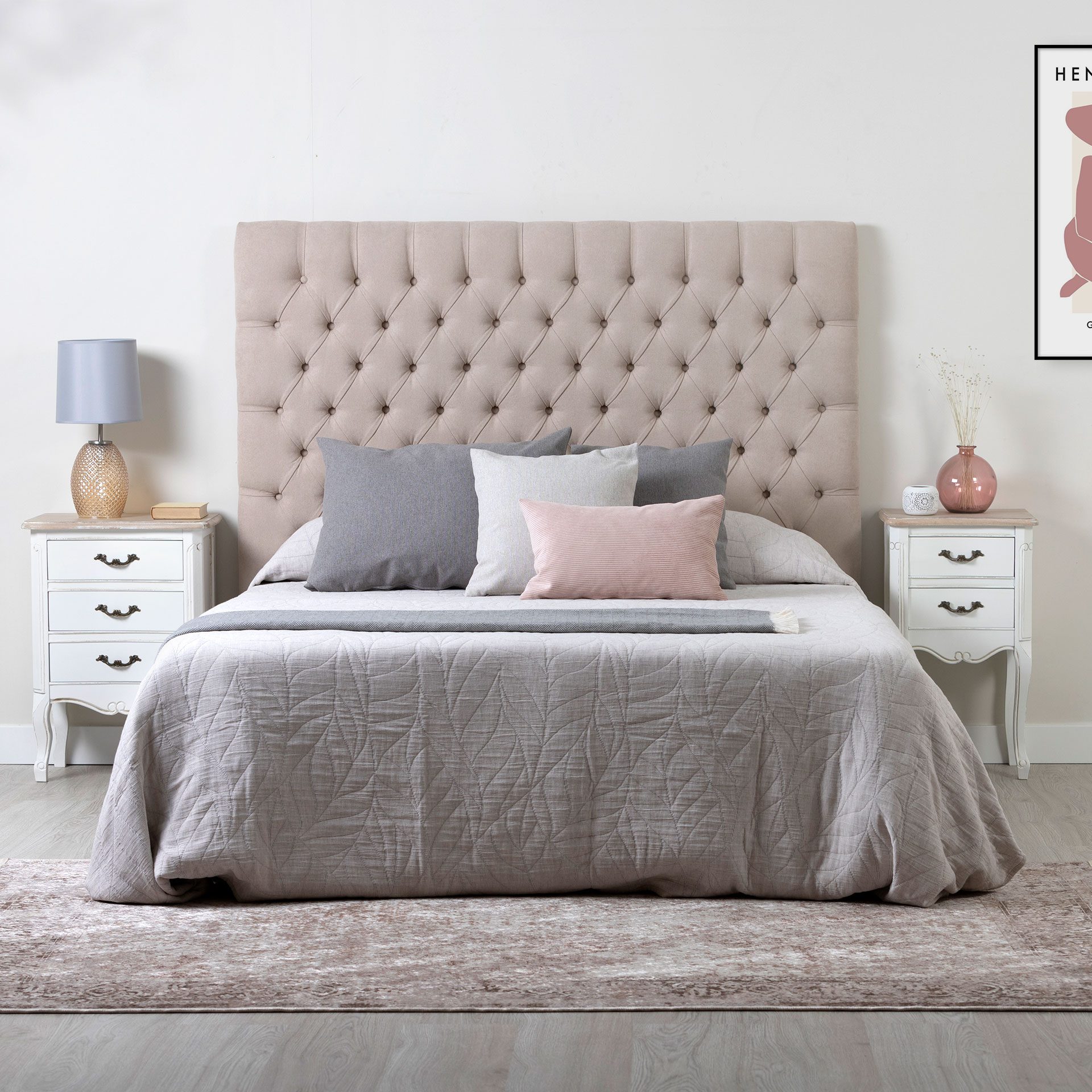 Cabecero capitone rombo botones hundidos 100*120 cm