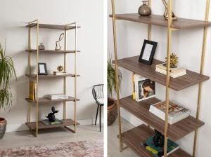 Étagère Dalt avec 2 bases en métal doré 80 cm