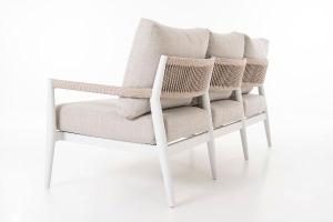 Set de terraza Formentor. Extructura aluminio blanco y asiento beige