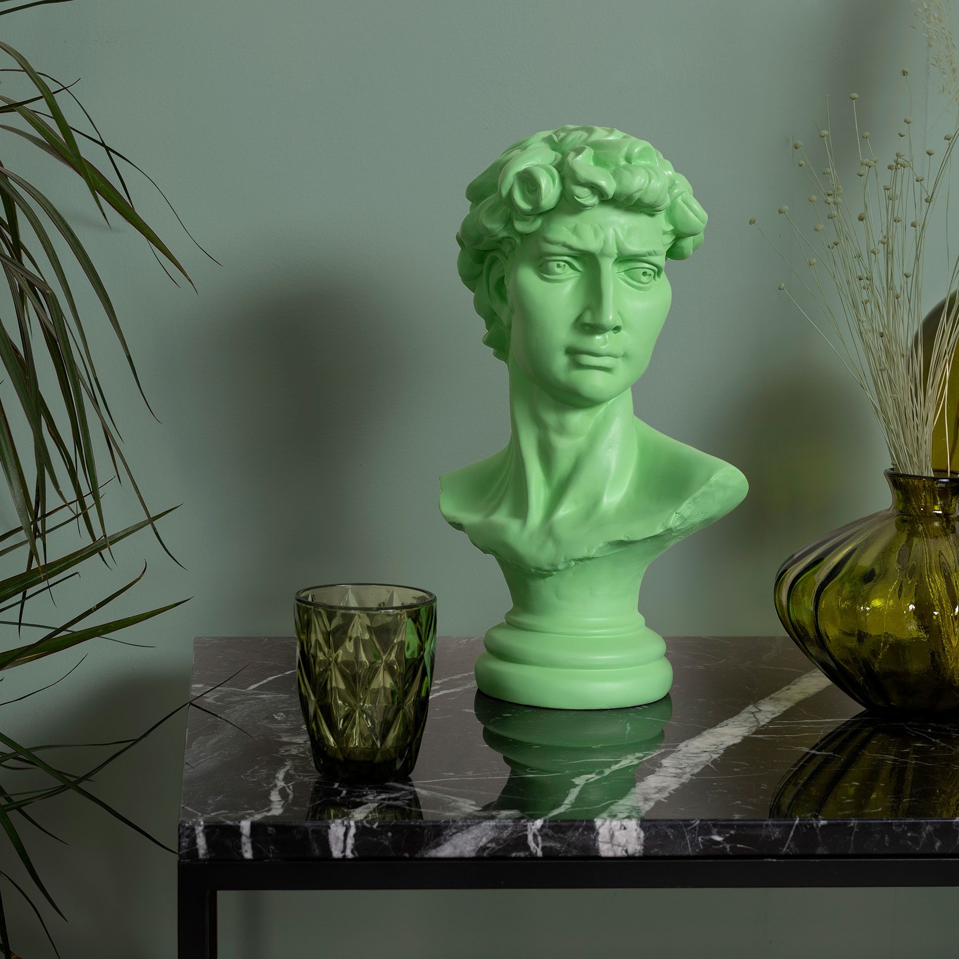 Escultura resina David verde 36 cm