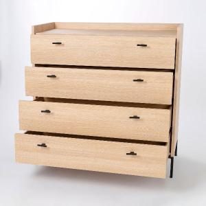 Comoda habit 4 C melamina roble y base metalica 100 cm