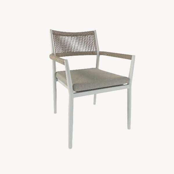 SILLA MACARELLA ALUMINIO BLANCO Y ASIENTO BEIGE
