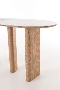 Consola Melani, chapa roble y porcelanico blanco