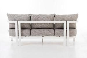 Set de terraza AVA. Extructura aluminio blanco y tejido beige