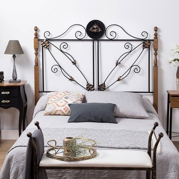 CABECERO FORJA PATAS MADERA