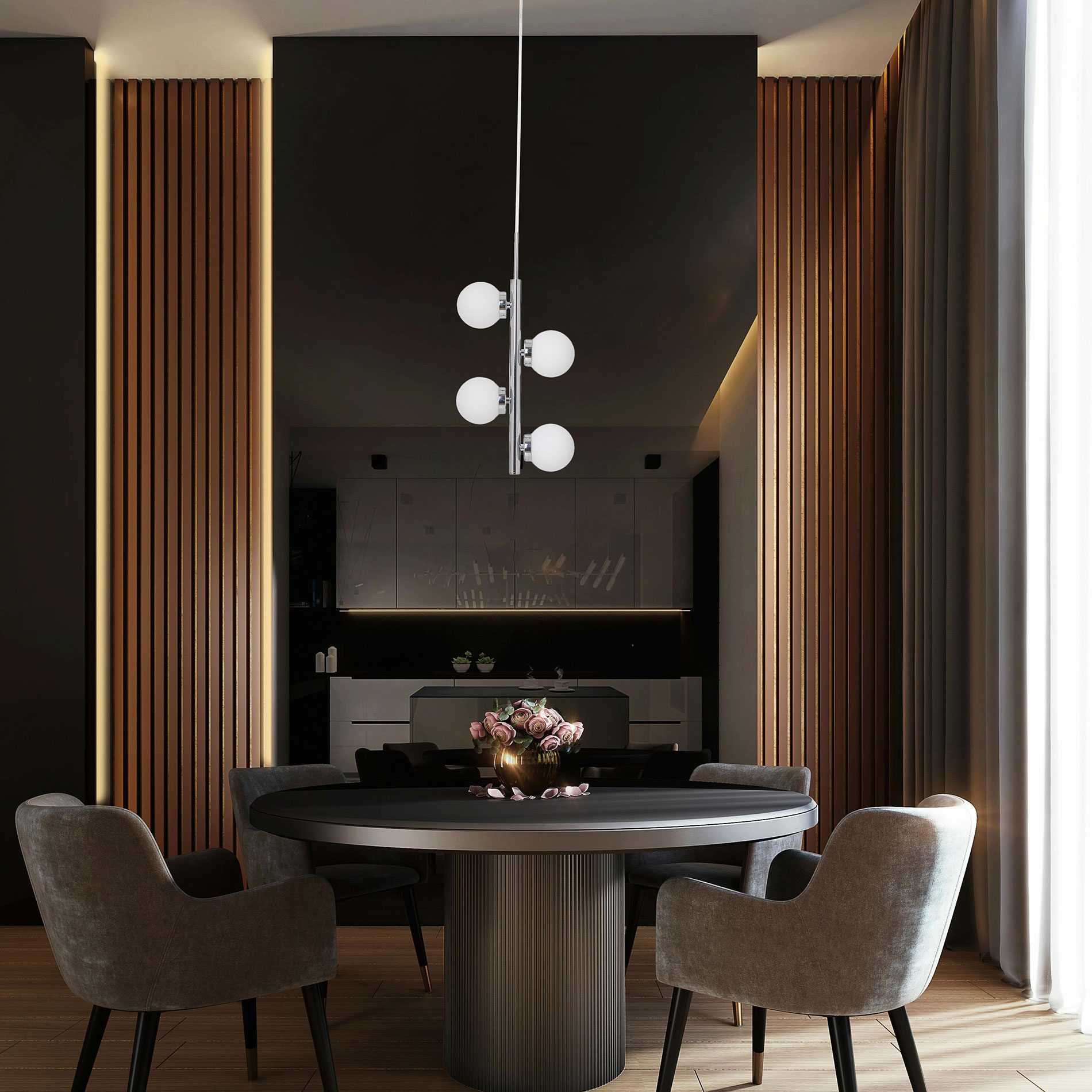 Lámpara de techo con bolas de cristal. 100*25*12 cm