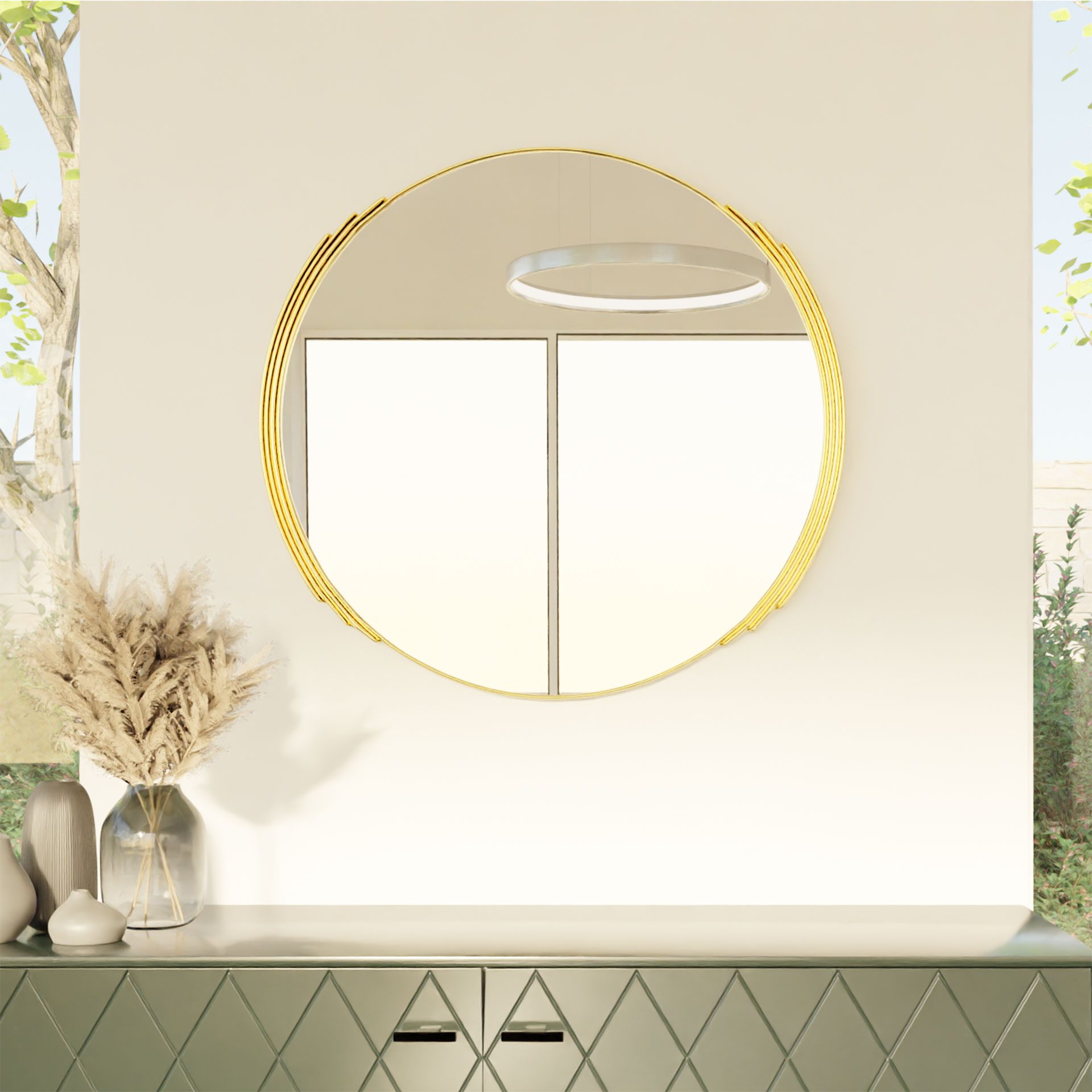 ESPEJO ACERO DORADO. 80*70*2 CM