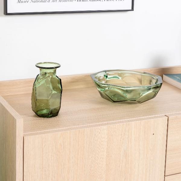 JARRON Y CENTRO ORIGAMI VERDE