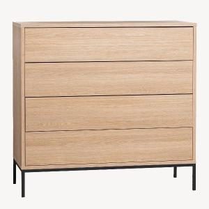 Mesita Push 2 cajon lacado blanco base oro 48 cm