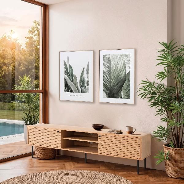 SET 2 LÁMINAS IMPRESAS 50X70CM. MARCO COLOR ROBLE