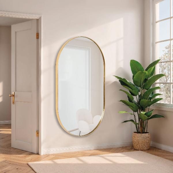 ESPEJO OVALADO MARCO ALUMINIO DORADO 150*80 CM