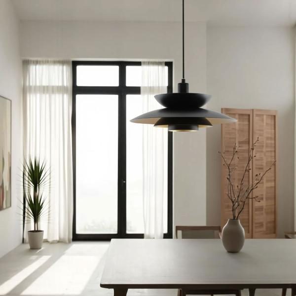 LÁMPARA TECHO DINA 38*177 CM. NEGRO MATE, INTERIOR DORADO.(ALTURA REGULABLE)