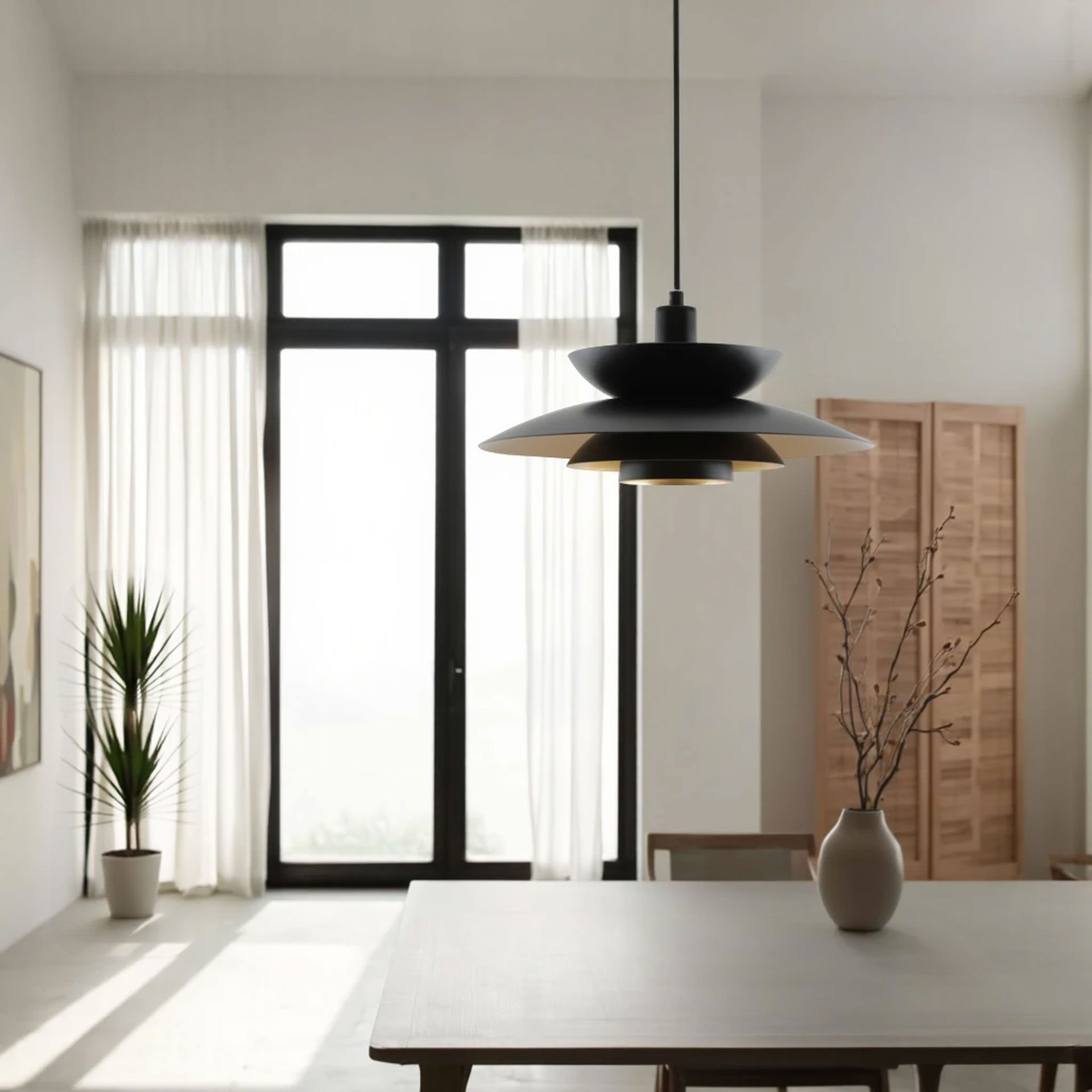 Lámpara de techo Dina negra. 177*38*38 cm