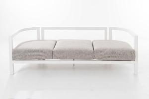 Set de terraza AVA. Extructura aluminio blanco y tejido beige