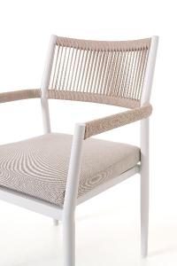 Set comedor terraza blanco y asiento beige