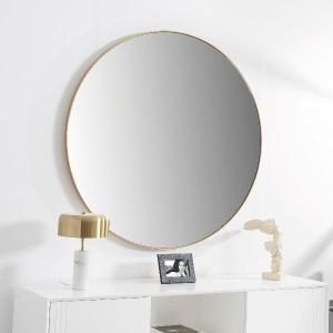 Espejo circular 80 cm aluminio dorado
