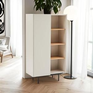 Vitrina Pol lacado gris y chapa roble (KIT)