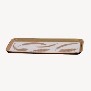 Centro ceramica plumas 37*18*2 cm