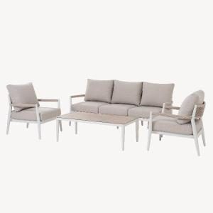 Set de terraza Formentor. Extructura aluminio blanco y asiento beige