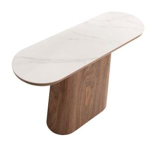 Consola 120 cm. Chapa nogal y pórcelanico blanco