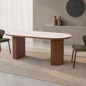 Mesa comedor chapa nogal y porcelanico 200*90*75 cm