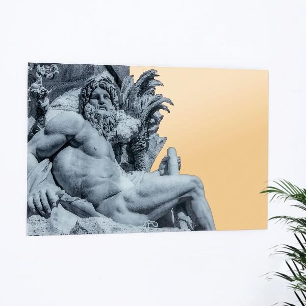 CUADRO FOTO CRISTAL + METRACRILATO ORO ESPEJO. 80*120 CM. ESCULTURA GRIEGA CON ESPEJO DORADO METRACRILATO