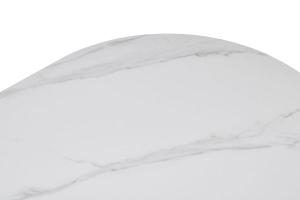 Mesa comedor con pie chapa nogal y tapa en porcelánico blanco