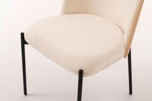 Silla Ingrid, asiento chapa roble y tapizado beige. 80*51*59 cm
