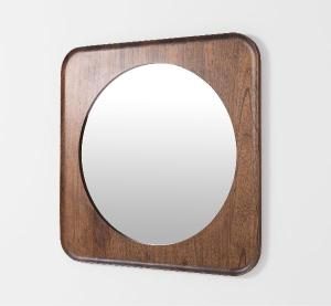 Square mirror walnut wood 80×80 cm