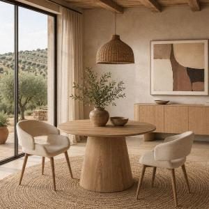 Mesa de comedor 120*120*75 cm. Chapa madera roble