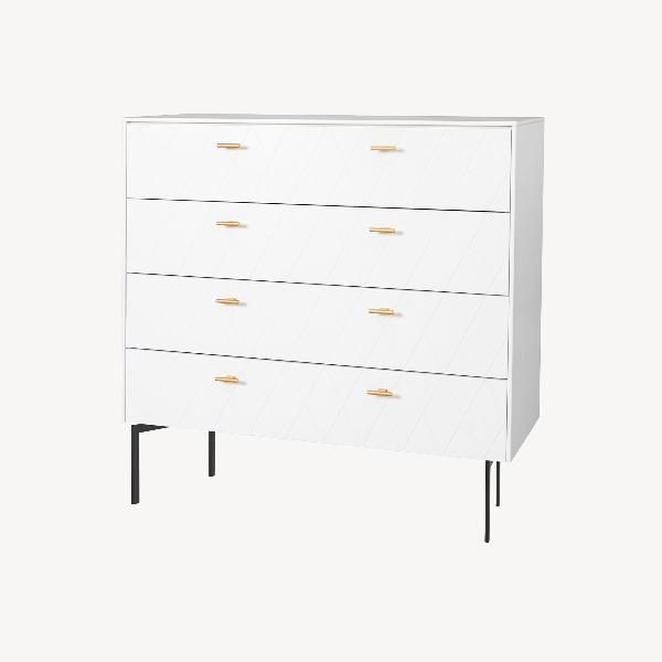 COMODA DIAMOND 4 CAJONES, GUIA FRENO 102*90.5*42 CM. LACADO BLANCO